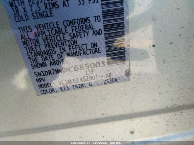 5N1DR2MN0HC685003 Nissan Pathfinder Sv