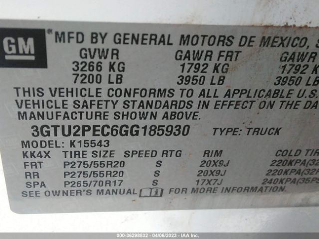 3GTU2PEC6GG185930 GMC Sierra 1500 Denali