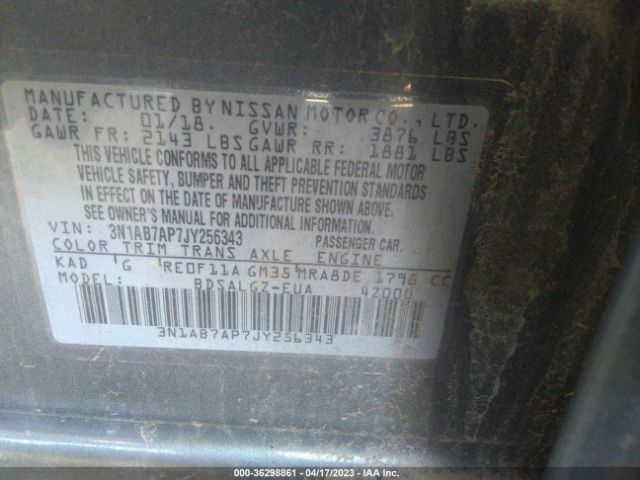 3N1AB7AP7JY256343 Nissan SENTRA SL