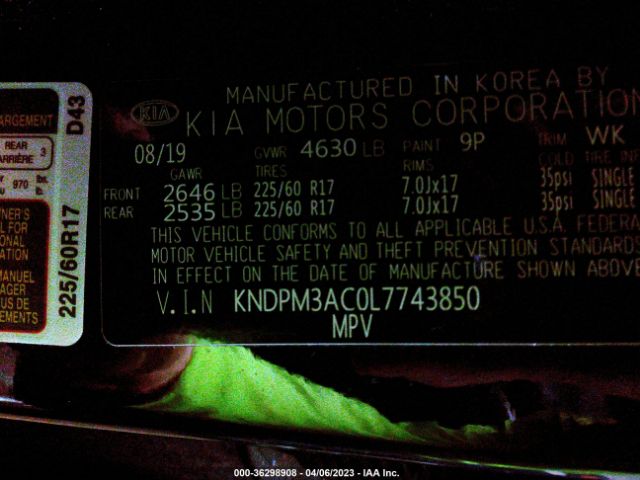 KNDPM3AC0L7743850 KIA Sportage Lx