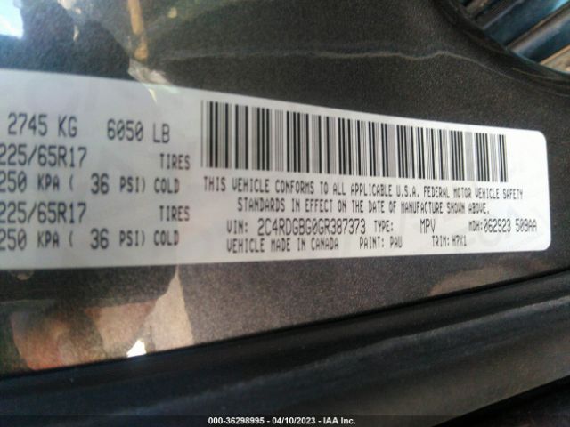 2C4RDGBG0GR387373 Dodge Grand Caravan Se