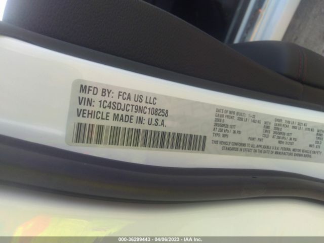 1C4SDJCT9NC108258 Dodge Durango R/t