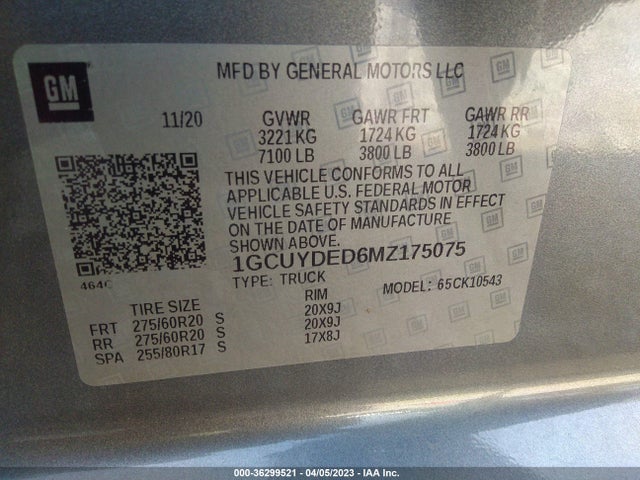 Chevrolet Silverado 1500 Lt 2021 1GCUYDED6MZ175075 Image 9