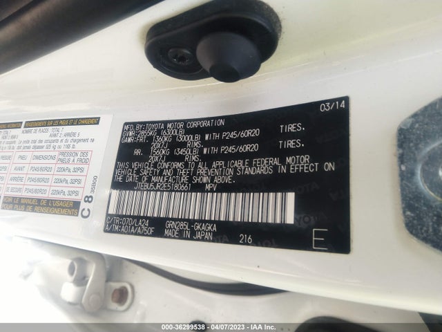 Toyota 4runner Limited 2014 JTEBU5JR2E5180661 Image 9