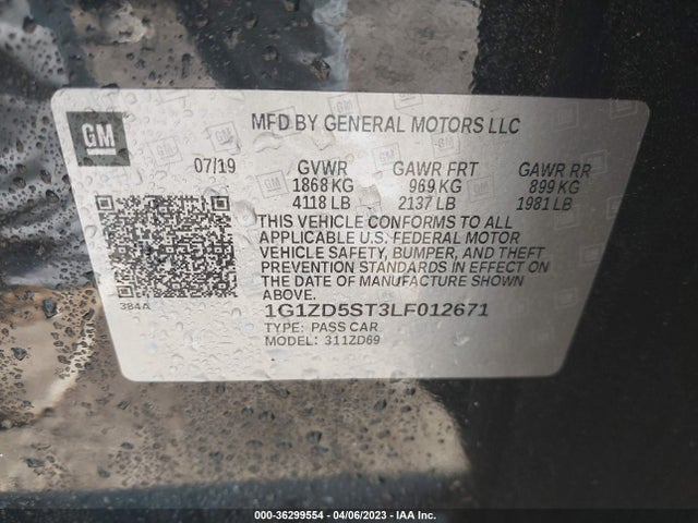 Chevrolet MALIBU LT 2020 1G1ZD5ST3LF012671 Image 9