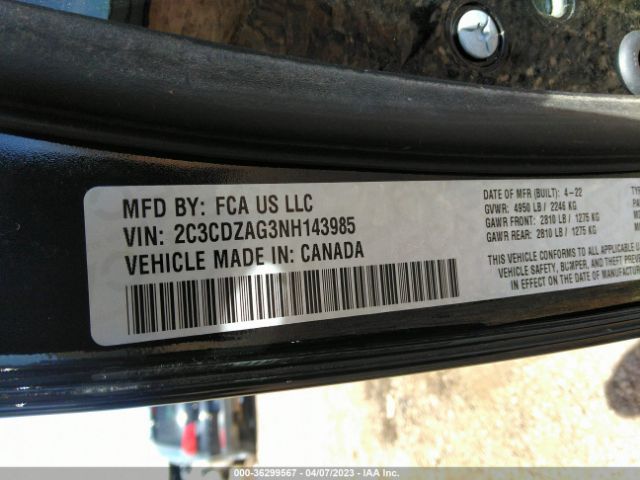2C3CDZAG3NH143985 Dodge Challenger Sxt