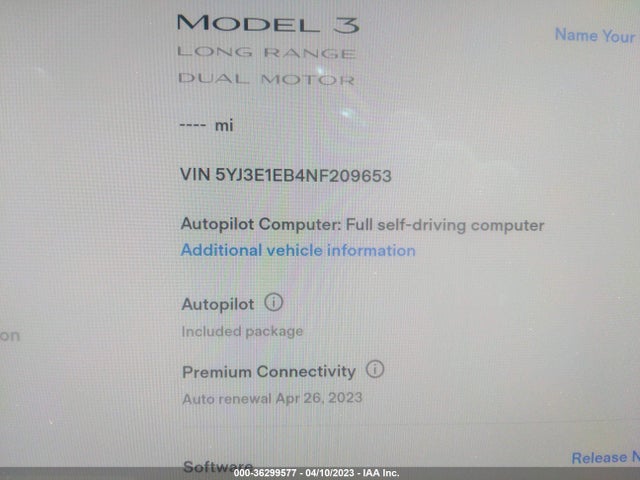 Tesla Model 3 Long Range 2022 5YJ3E1EB4NF209653 Image 9