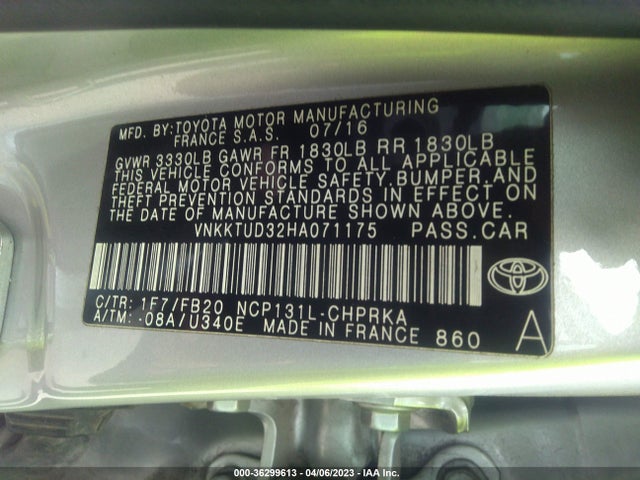 2017 Toyota Yaris, VIN: VNKKTUD32HA071175