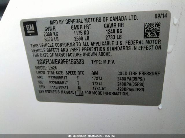 2GKFLWEK0F6156333 GMC Terrain Sle