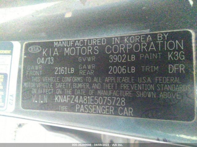 KNAFZ4A81E5075728 KIA FORTE EX
