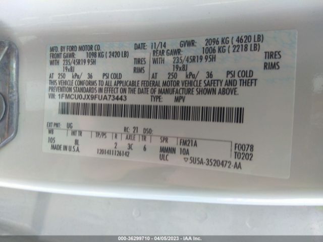 1FMCU0JX9FUA73443 Ford Escape Titanium