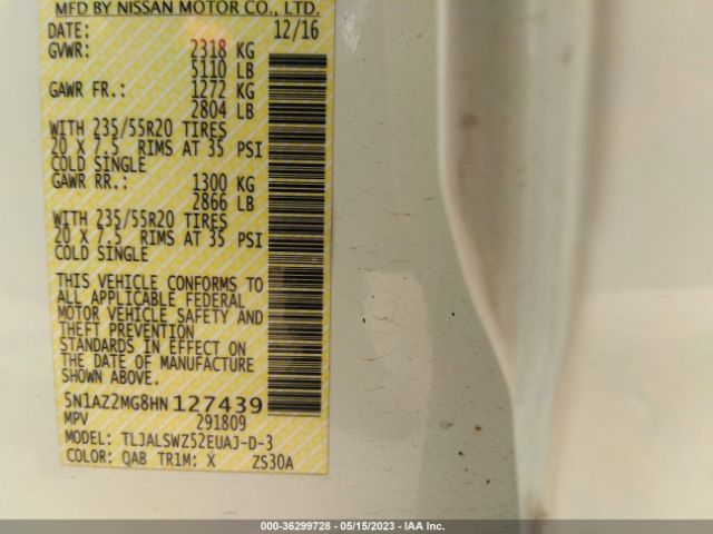 5N1AZ2MG8HN127439 Nissan Murano Platinum