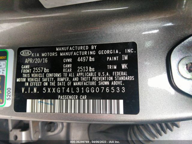 5XXGT4L31GG076533 KIA Optima Lx