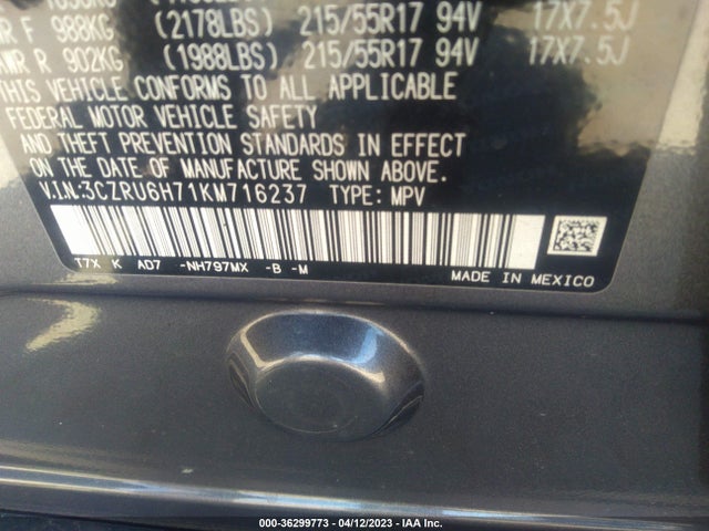 Honda Hr-v Ex-l 2019 3CZRU6H71KM716237 Image 9