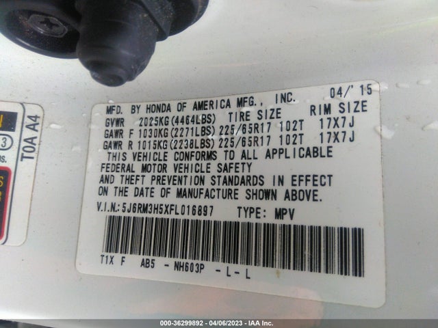 Honda CR-V EX 2015 5J6RM3H5XFL016897 Image 9