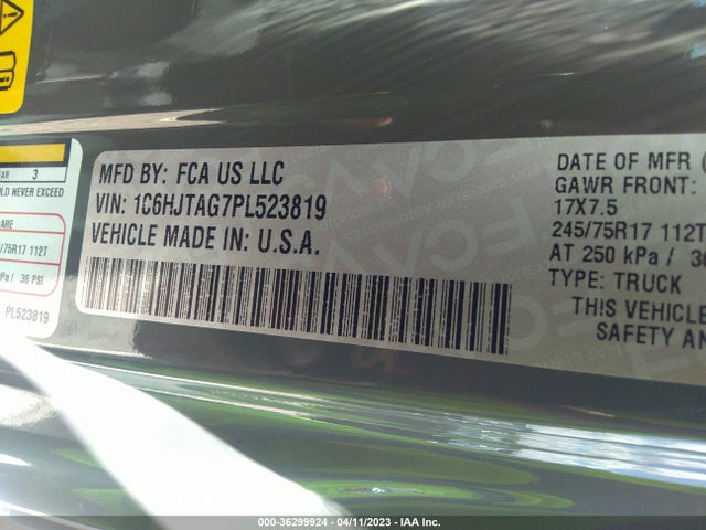 Jeep Gladiator Sport S 2023 1C6HJTAG7PL523819 Image 9