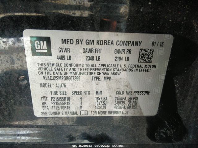 KL4CJ2SM2GB607399 Buick Encore Sport Touring