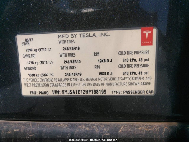 Tesla Model S 60/75 2017 5YJSA1E12HF198199 Image 9