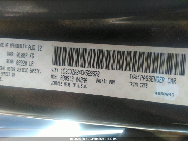 2013 DODGE AVENGER SE VIN: 1C3CDZAB4DN529678