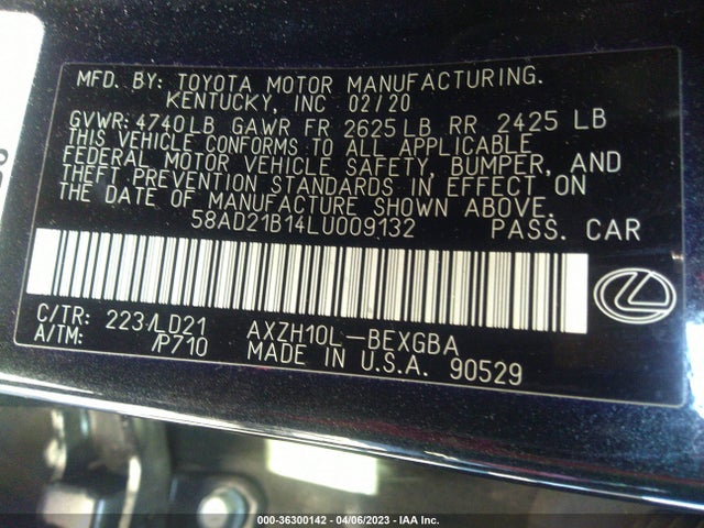 58AD21B14LU009132 Lexus Es Es 300h