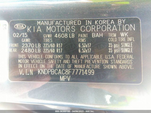 KNDPBCAC8F7771499 KIA Sportage Lx