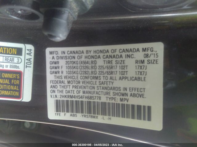 2HKRM4H54FH685778 Honda CR-V EX