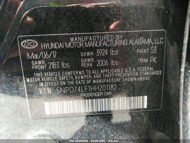 Hyundai ELANTRA SE 2017 5NPD74LF1HH201182 Image 9