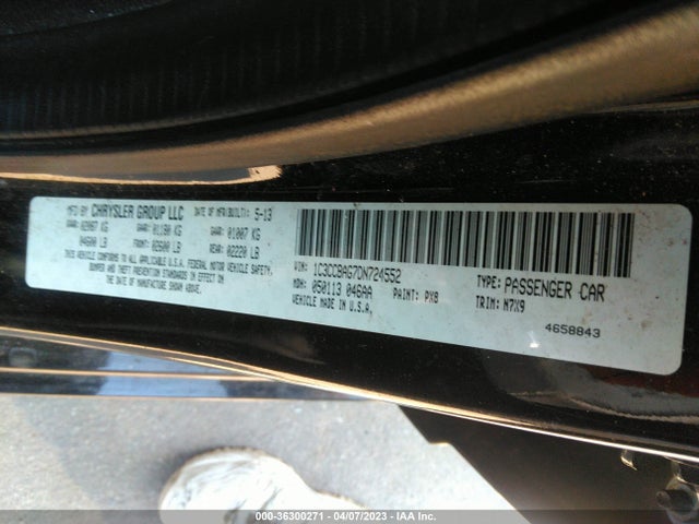 2013 CHRYSLER 200 LX VIN: 1C3CCBAG7DN724552