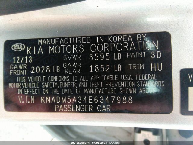 KNADM5A34E6347988 KIA RIO LX
