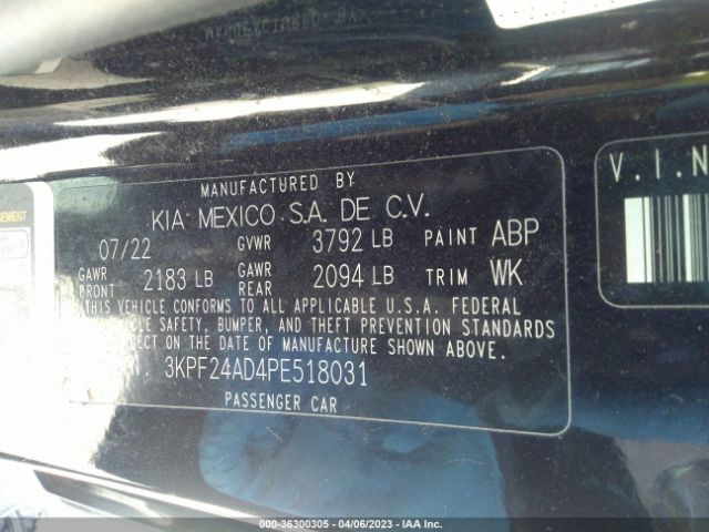 3KPF24AD4PE518031 KIA Forte Lxs