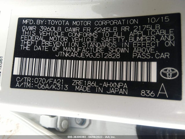2016 Scion IM, VIN: JTNKARJE9GJ512828
