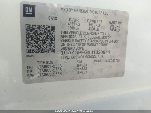 Chevrolet Express Passenger Lt 2018 1GAZGPFGXJ1330944 Image 11