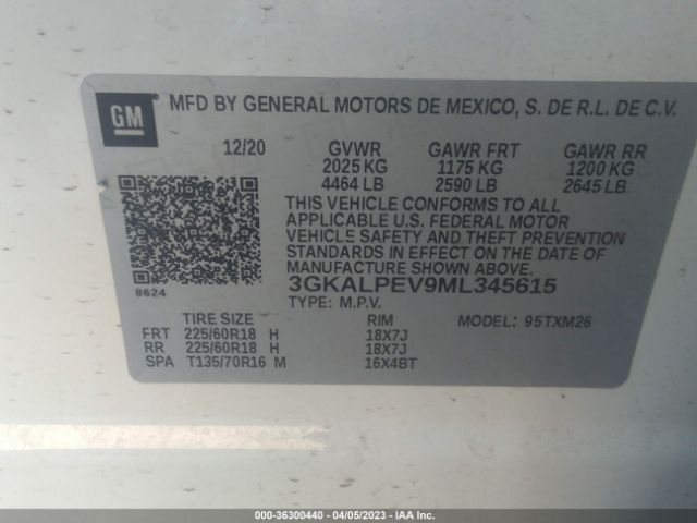 3GKALPEV9ML345615 GMC Terrain Slt