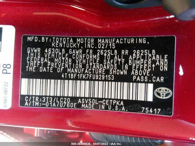 Toyota CAMRY XLE 2015 4T1BF1FK7FU929153 Image 11