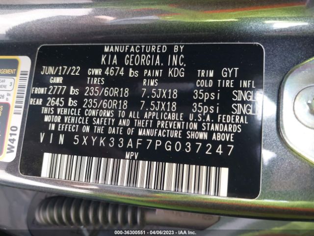 5XYK33AF7PG037247 KIA Sportage Ex