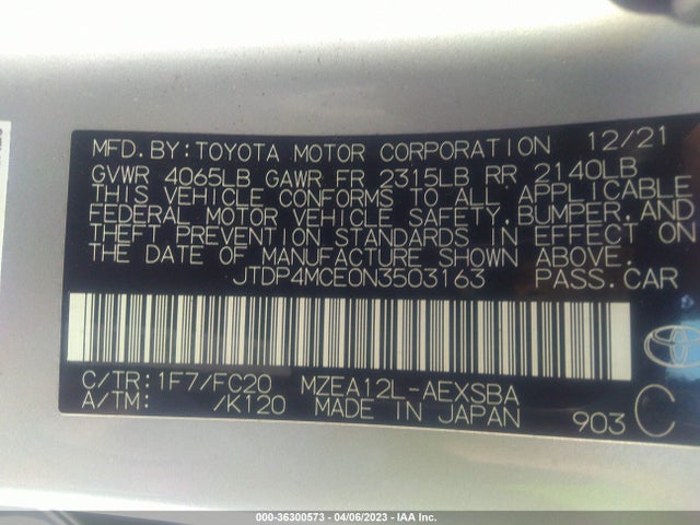 Toyota COROLLA SE 2022 JTDP4MCE0N3503163 Image 11