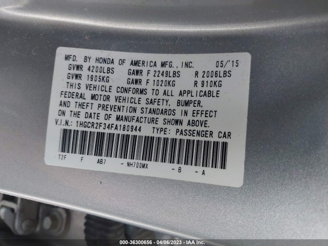 Honda Accord Sedan Lx 2015 1HGCR2F34FA180944 Image 11