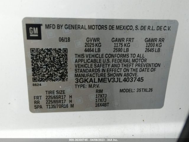 3GKALMEV3JL403745 GMC Terrain Sle
