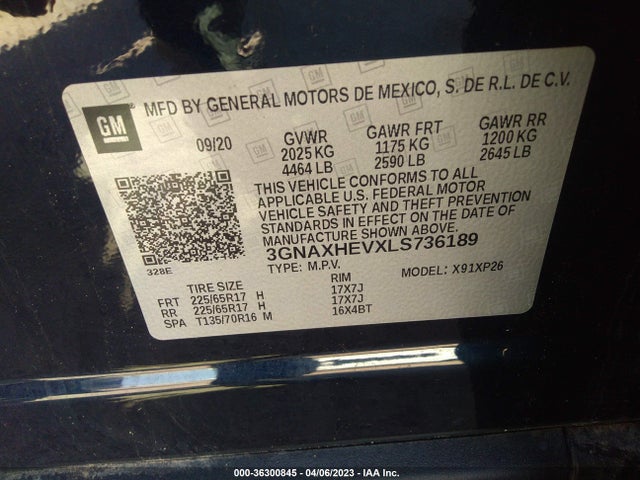 Chevrolet EQUINOX LS 2020 3GNAXHEVXLS736189 Image 9