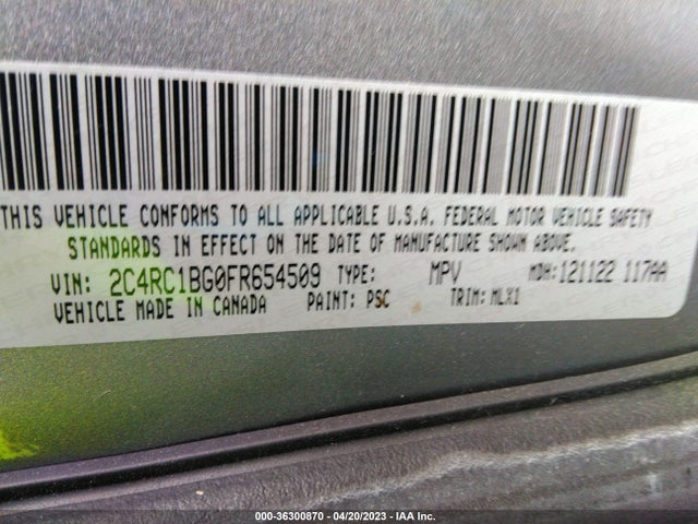 2C4RC1BG0FR654509 Chrysler Town & Country Touring