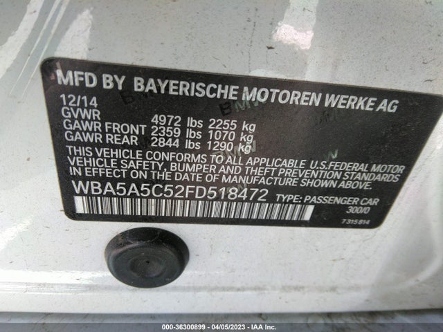BMW 5 Series 528i 2015 WBA5A5C52FD518472 Image 9