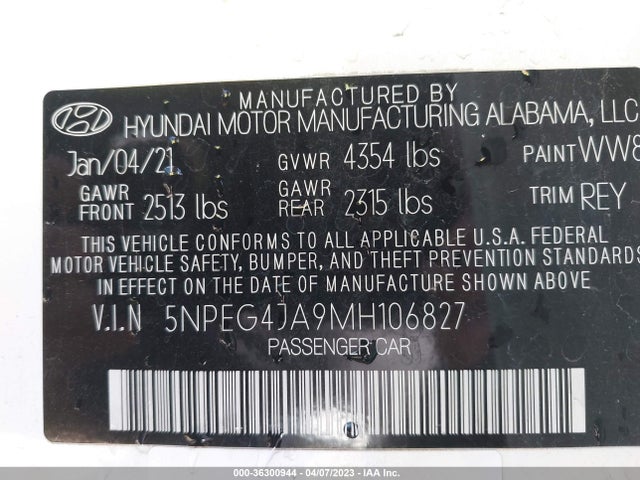 Hyundai SONATA SE 2021 5NPEG4JA9MH106827 Image 11
