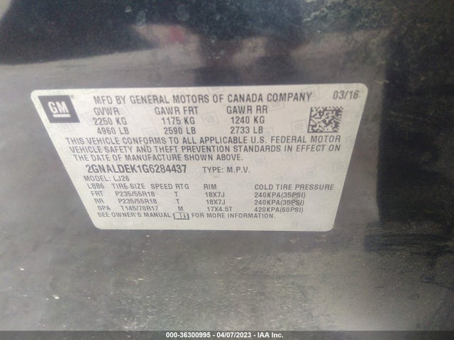 Chevrolet Equinox Ltz 2016 2GNALDEK1G6284437 Image 10