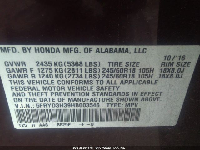 5FRYD3H39HB003546 Acura MDX