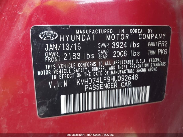 Hyundai ELANTRA SE 2017 KMHD74LF9HU092648 Image 11