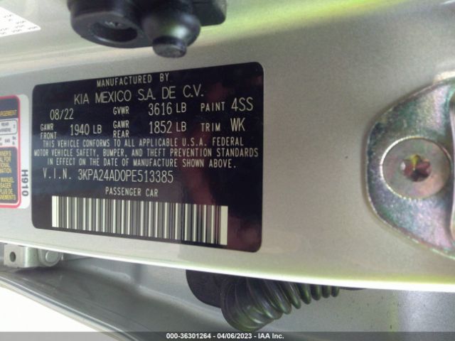 3KPA24AD0PE513385 KIA RIO S