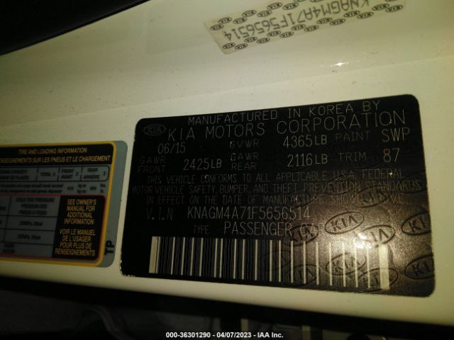 KNAGM4A71F5656514 KIA Optima Lx
