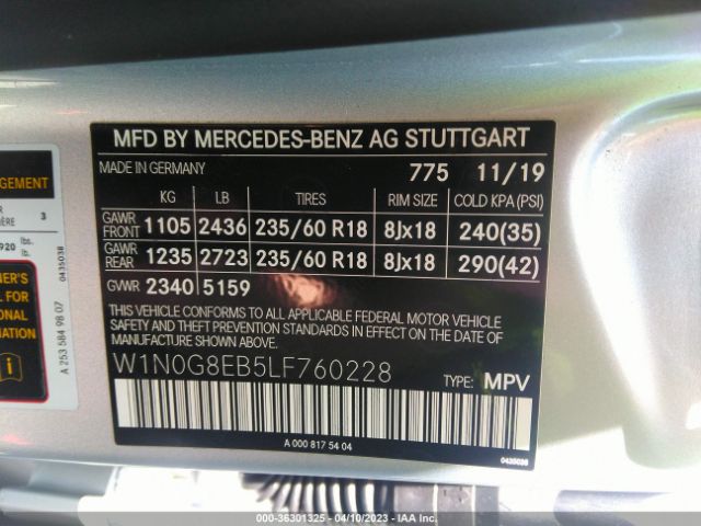 W1N0G8EB5LF760228 Mercedes-Benz Glc Glc 300
