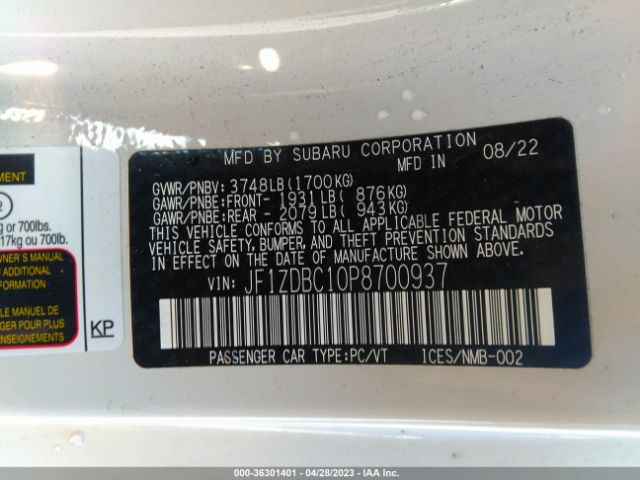 JF1ZDBC10P8700937 Subaru Brz Premium