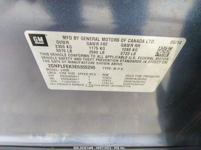 Chevrolet EQUINOX LT 2014 2GNFLFEK3E6355295 Image 10